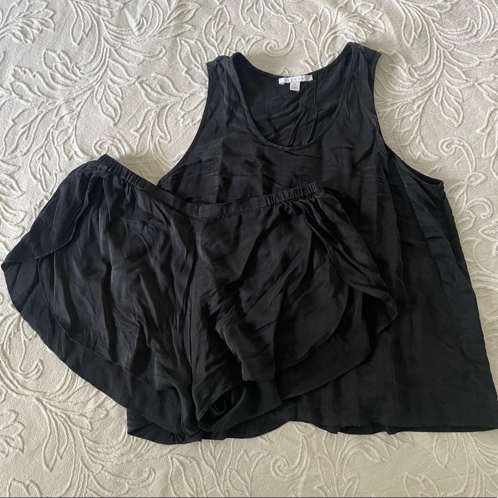 Black Washable Silk Lunya Sleep Set